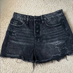 YMI- Black Distressed Denim Shorts